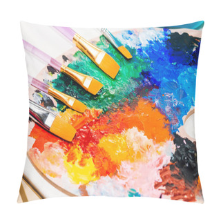 Personality  Set For Drawing And Art Painting With Color Palette And Watercolor Paints On Table Pillow Covers