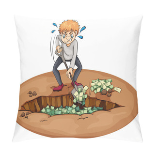 Personality  A Man Digging The Money In The Pit Pillow Covers