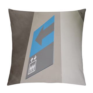 Personality  Blue And Gray Elevator Sign In The Car Park Floor 5. Pillow Covers