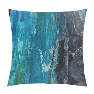 Personality  Art Background With Blue And Grey Brush Strokes Of Oil Paint Pillow Covers