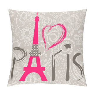 Personality  Paris Lettering Over Lace Seamless Pattern Pillow Covers