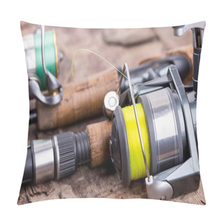 Personality  Fishing Rod And Reel With Line Pillow Covers