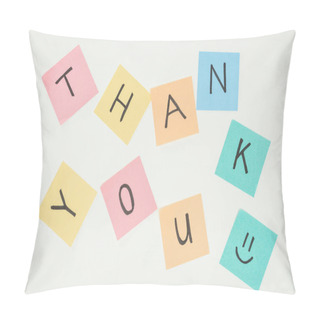 Personality  Colorful Sticky Notes Spelling Thank You Isolated On White Background Pillow Covers
