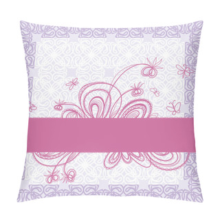 Personality  Pale Lilac Decorative Background. Ribbon With Floral Decoration. Pillow Covers