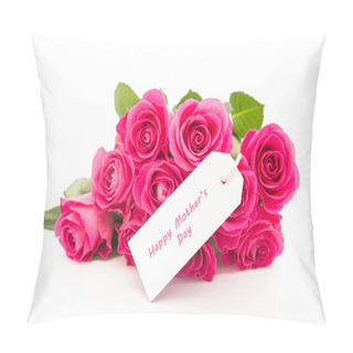 Personality  Close Up Of A Beautiful Bouquet Of Pink Roses With A Happy Mothe Pillow Covers