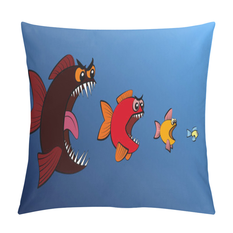 Personality  Big Fish Eats Smaller Fish Food Chain Pillow Covers