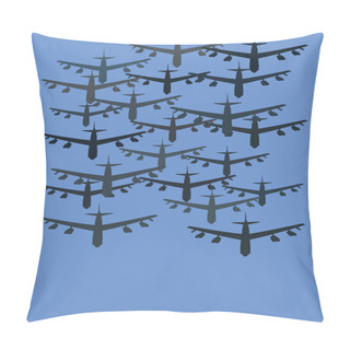 Personality  Illustration Of Airplanes Flying On Blue Background, Save Ukraine Concept  Pillow Covers