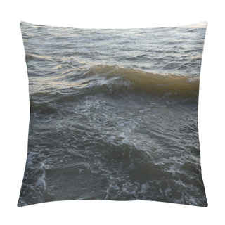 Personality  Sea Water Surface Texture. Soft Sunlight. Panoramic Image, Graphic Resources. Nature, Environment Concepts Pillow Covers