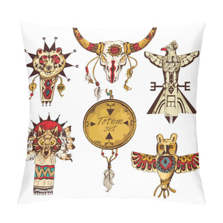 Personality Ethnic American Totems Colored Set Pillow Covers