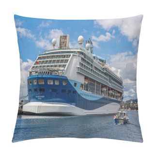 Personality  Big Cruise Ship In Harbor Palamos In Spain, Tui Discovery Pillow Covers