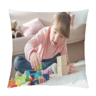 Personality  Kid With Down Syndrome Playing With Toy Cubes Pillow Covers