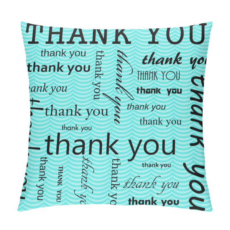 Personality  Thank You Design with Teal Wavy Stripes Tile Pattern Repeat Back pillow covers