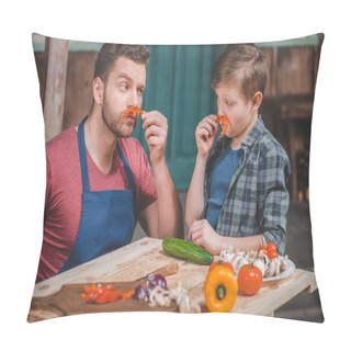 Personality  Father And Son Cutting Vegetables  Pillow Covers