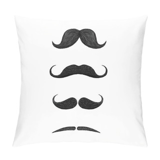 Personality  Set Of Different Styles Of Mustache Isolated On White Background. Walrus, English, Handlebar, Pencil Style Mustache . Pillow Covers