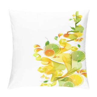 Personality  Orange And Lime Juice Splash With Abstract Wave Pillow Covers