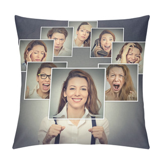 Personality  Portrait Of A Happy Masked Woman  Pillow Covers