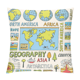 Personality  Geography Doodles. Pillow Covers