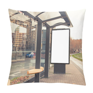 Personality  Billboard, Banner, Empty, White At Bus Stop Pillow Covers