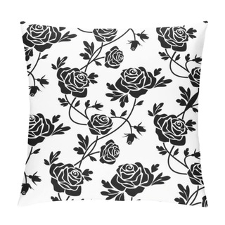 Personality  Black Roses At White Pillow Covers