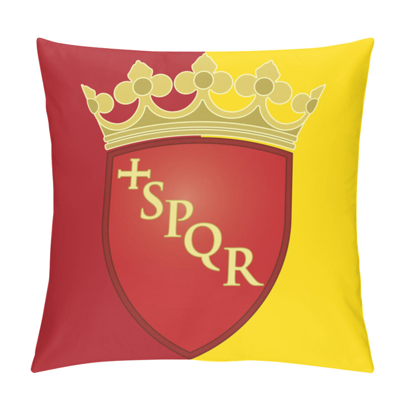 Personality  Rome Coat Of Arms And Flag, Italy, Vector Illustration Pillow Covers