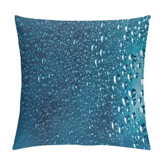 Personality  Condensation Drops On Glass With Blue Backgroung Pillow Covers