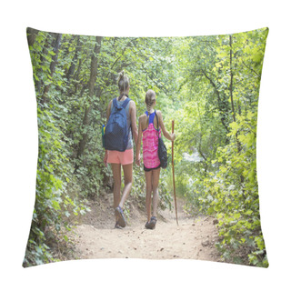 Personality  Family Hiking Together In The Woods Pillow Covers