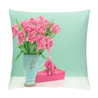 Personality  Pink Tulip Flowers And Gift Box Pillow Covers