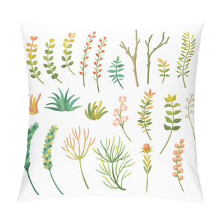 Personality  Cartoon Different Types Of Plants Vector Set Pillow Covers