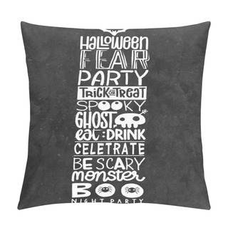 Personality  Halloween Words And Icons Background Vector Pillow Covers