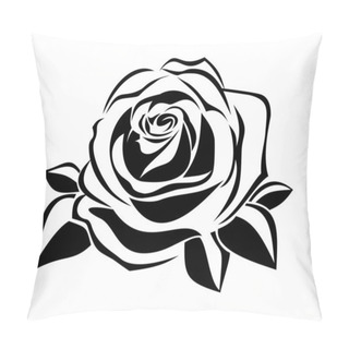 Personality  Black Silhouette Of Rose. Vector Illustration. Pillow Covers