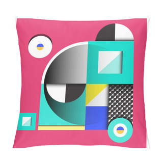 Personality  Trendy Curvy Geometric Memphis Elements Colorful Design. Retro 90s Style Texture, Pattern And Elements. Modern Abstract Culture Background Design And Cover Template. Pillow Covers