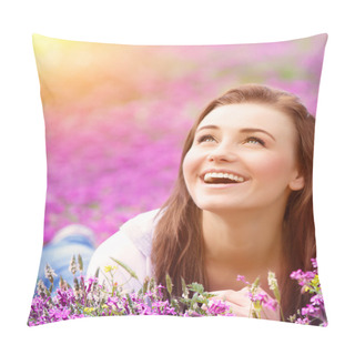Personality  Beautiful Woman On Floral Field Pillow Covers