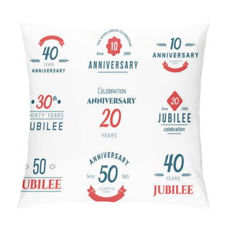 Personality  Set Of Anniversary Signs, Symbols. Ten, Twenty, Thirty, Forty, Fifty Years Jubilee Design Elements Collection. Pillow Covers
