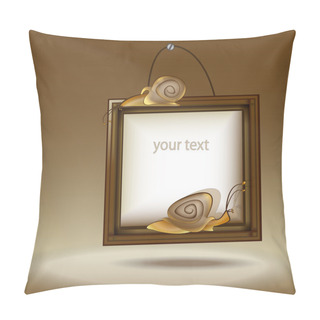 Personality  Wooden Frame With Snail - Vector Illustration Pillow Covers
