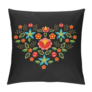 Personality  Polish Folk Pattern Vector. Floral Ethnic Ornament. Slavic Eastern European Print. Heart Flower Design For Boho Valentines Cards, Bohemian Pillow Case, Neckline Embroidery, Gypsy Interior Textile. Pillow Covers