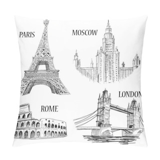 Personality  European Cities Symbols Sketch Pillow Covers