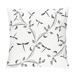 Personality  Seamless Background With Fluttering Dragonflies. Pillow Covers