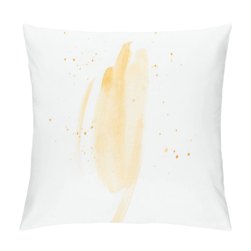 Personality  Orange Watercolor Strokes With Splatters On White Paper Pillow Covers