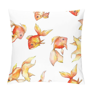 Personality  Watercolor Aquatic Colorful Goldfishes Isolated On White Illustration Set. Seamless Background Pattern. Fabric Wallpaper Print Texture. Pillow Covers