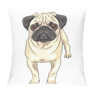 Personality  Vector Sketch Cute Dog Pug Breed Pillow Covers
