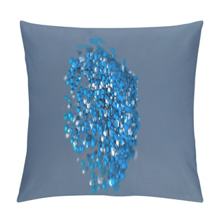 Personality  Abstract Colored Blocks. Blue Abstract Cubes Of Different Sizes. Abstract 3D Cubes On A Blue Background. 3D Rendering Pillow Covers