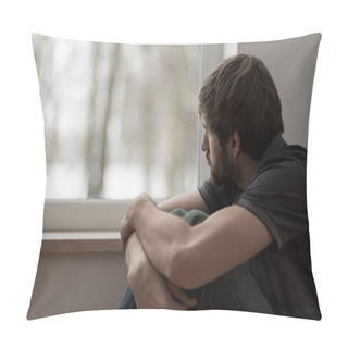 Personality  Young Man Suffering For Depression Pillow Covers