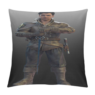 Personality  Fantasy Male Knight Or Pirate In Leather Armor With Sword And Pistol Pillow Covers