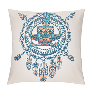 Personality  Decorative Hand Drawn Bohemian Style Dreamcatcher With A Totem Owl Inside Pillow Covers