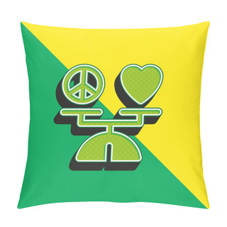 Personality  Balance Green And Yellow Modern 3d Vector Icon Logo Pillow Covers