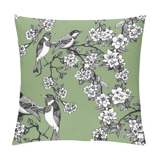 Personality  Birds On Tree Spring Twigs Pillow Covers