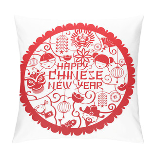 Personality  Chinese New Year Text With Icons Papercut Pillow Covers