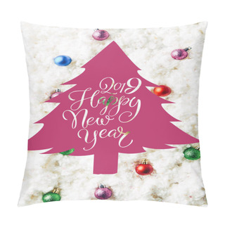 Personality  Top View Of Colorful Christmas Toys On White Cotton Wool Background With 