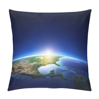 Personality  Earth Sunrise North America With Light Clouds Pillow Covers