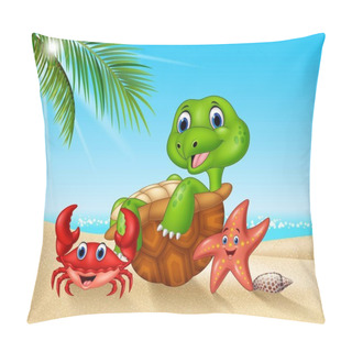 Personality  Cartoon Sea Animals Relaxing On The Beach Pillow Covers